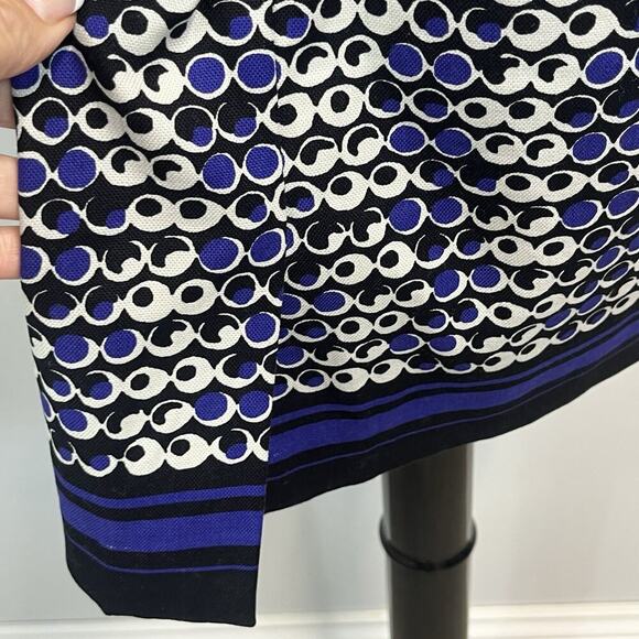 Ann Taylor Skirt size 10 Petite Black Purple Circles Dots Straight Knee Casual - Picture 9 of 10